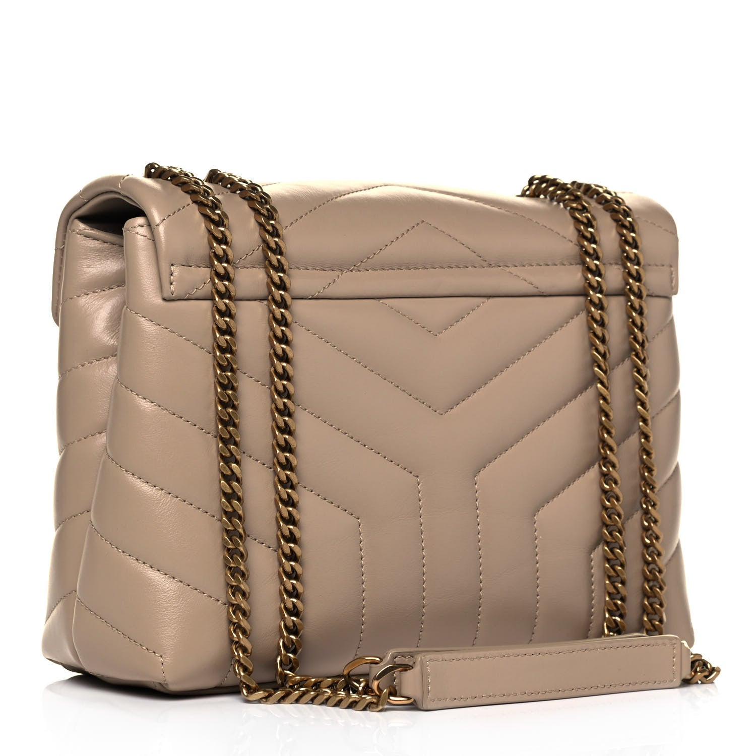 Saint Laurent Calfskin Y Quilted Monogram Small Loulou Chain Satchel Dark Beige 2 of 9