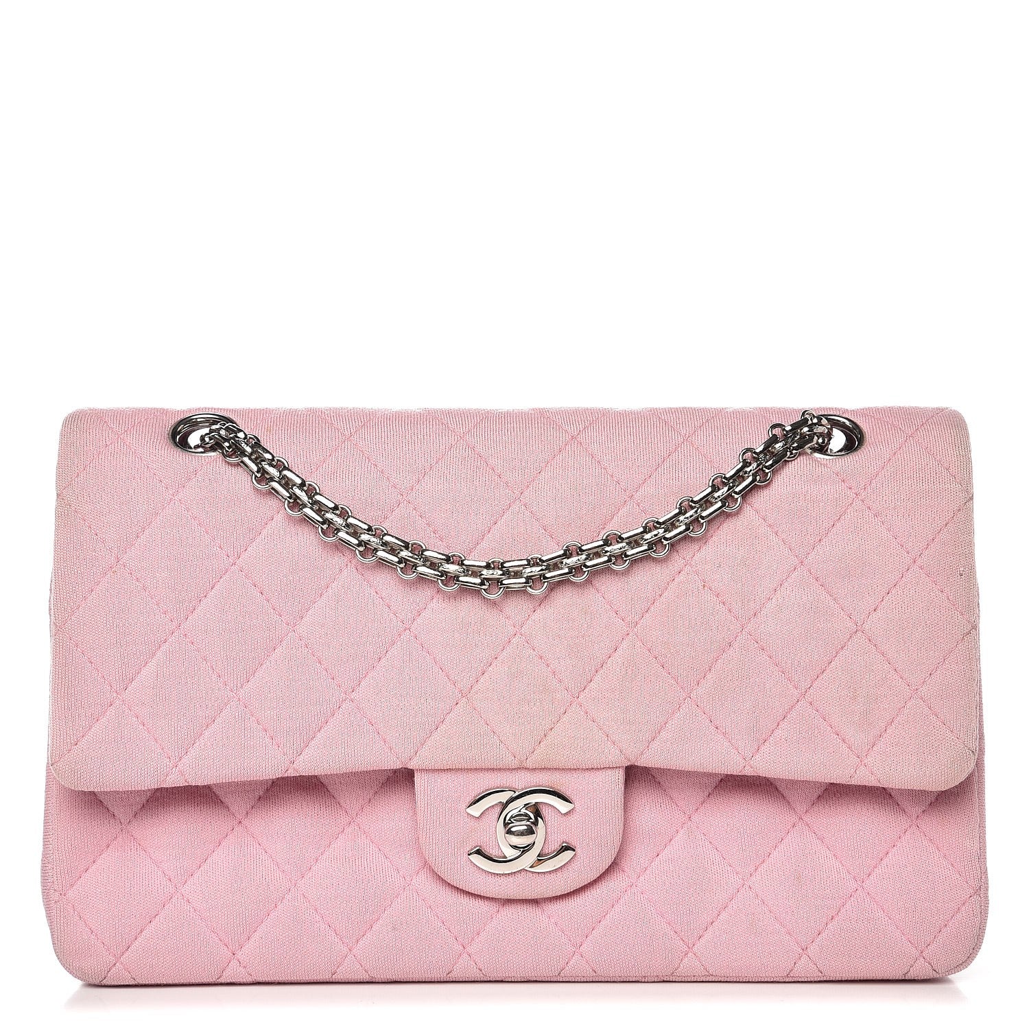 Chanel Jersey Quilted Medium Double Flap Pink 1 of 15
