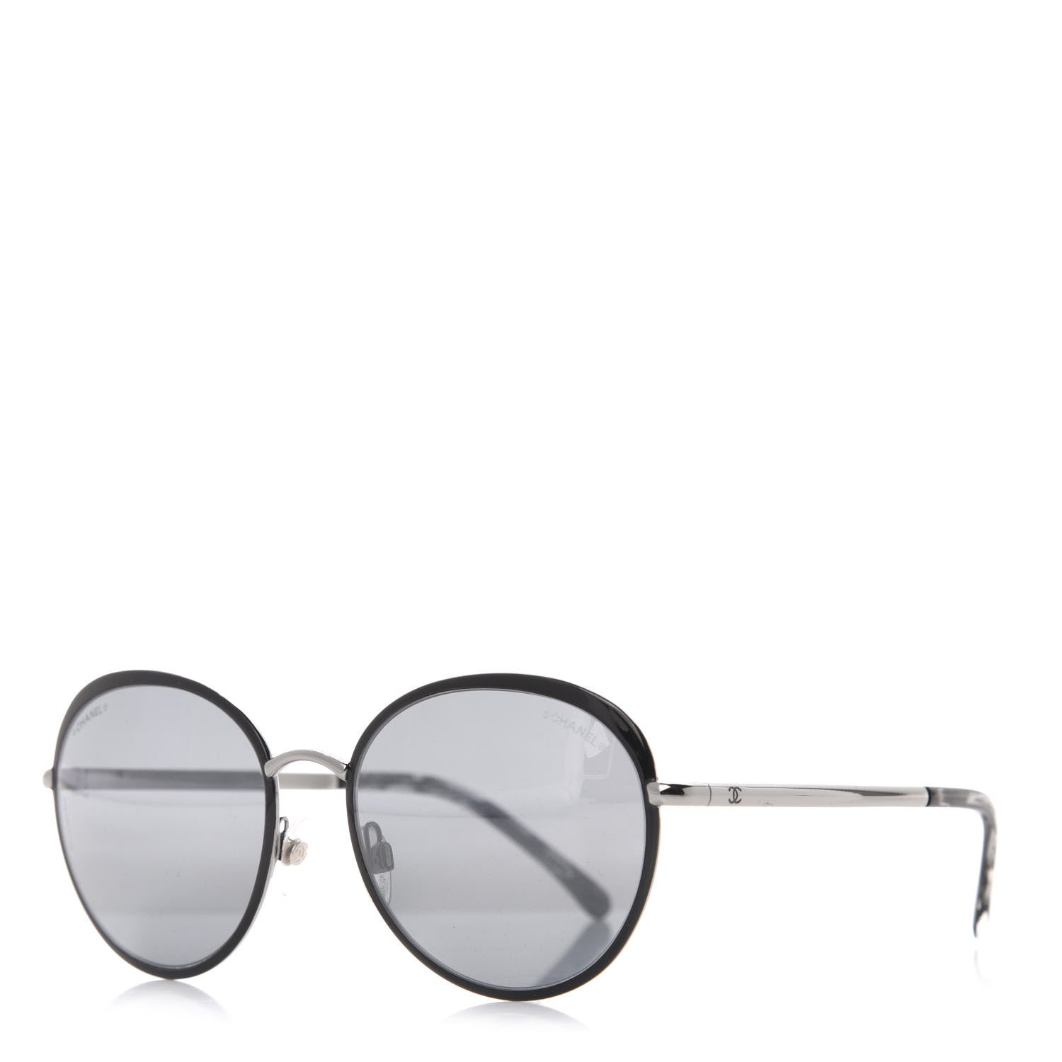 Chanel Round Spring Sunglasses 4206 Black Silver 1 of 8
