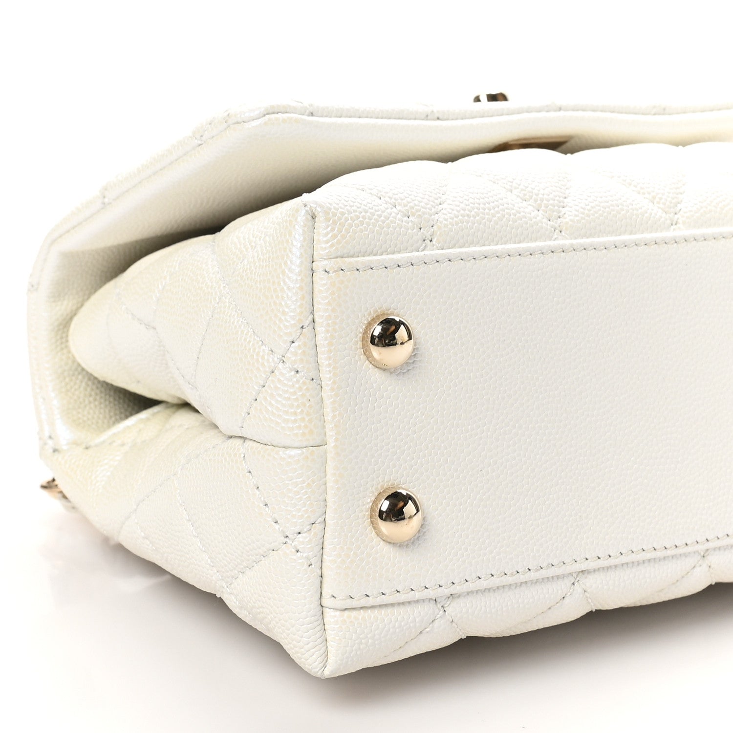 Chanel Iridescent Caviar Quilted Extra Mini Coco Handle Flap White 9 of 10