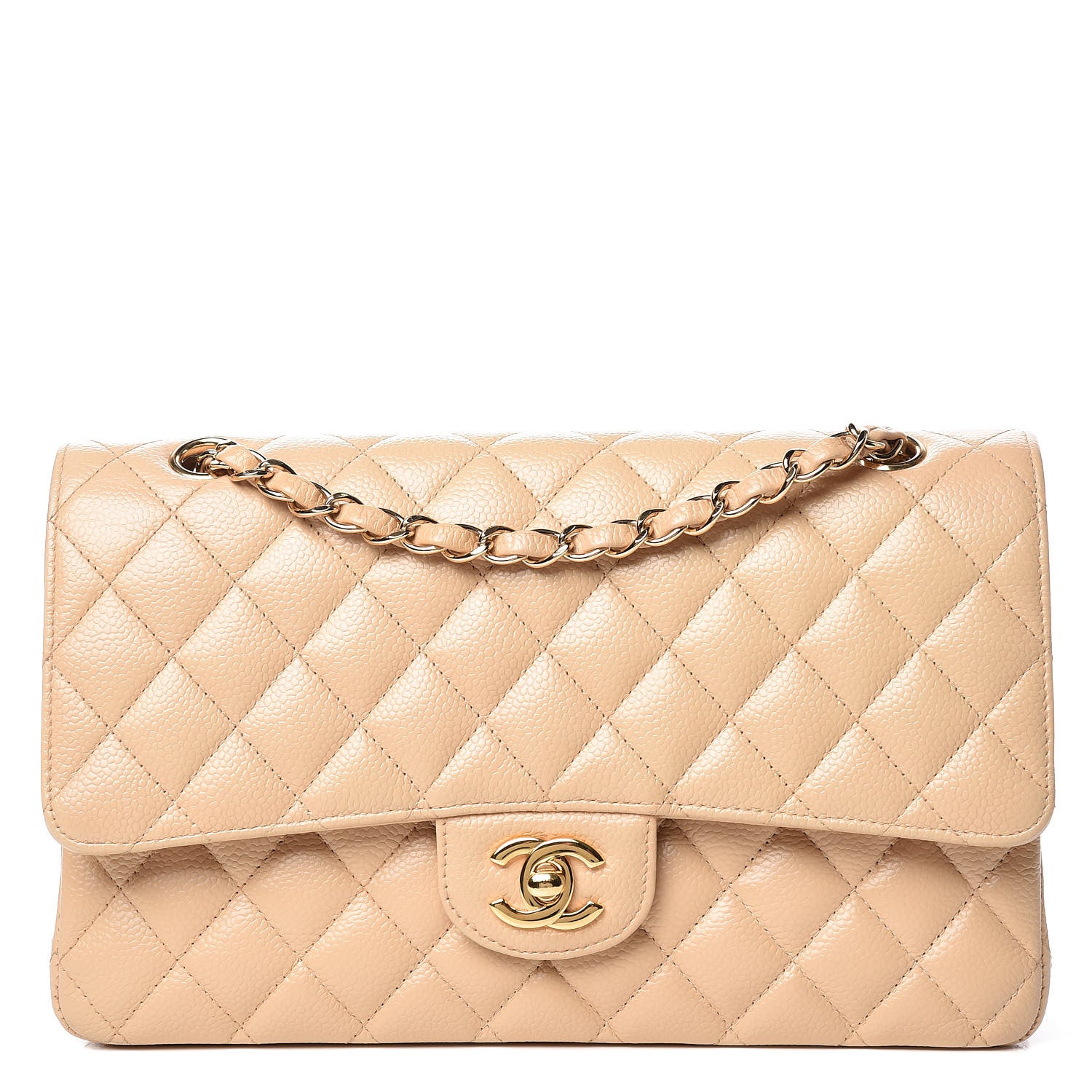 Chanel Caviar Quilted Medium Double Flap Beige Clair 1 of 12