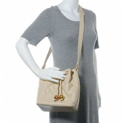 Chanel Caviar Drawstring Shoulder Bag Beige 2 of 8