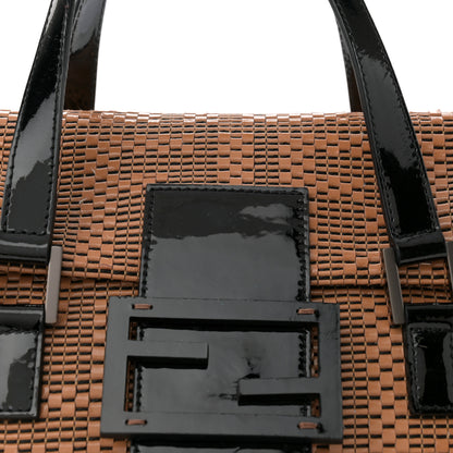 Fendi Canvas Patent Calfskin Woven Forever Shoulder Bag Mou Black 9 of 13