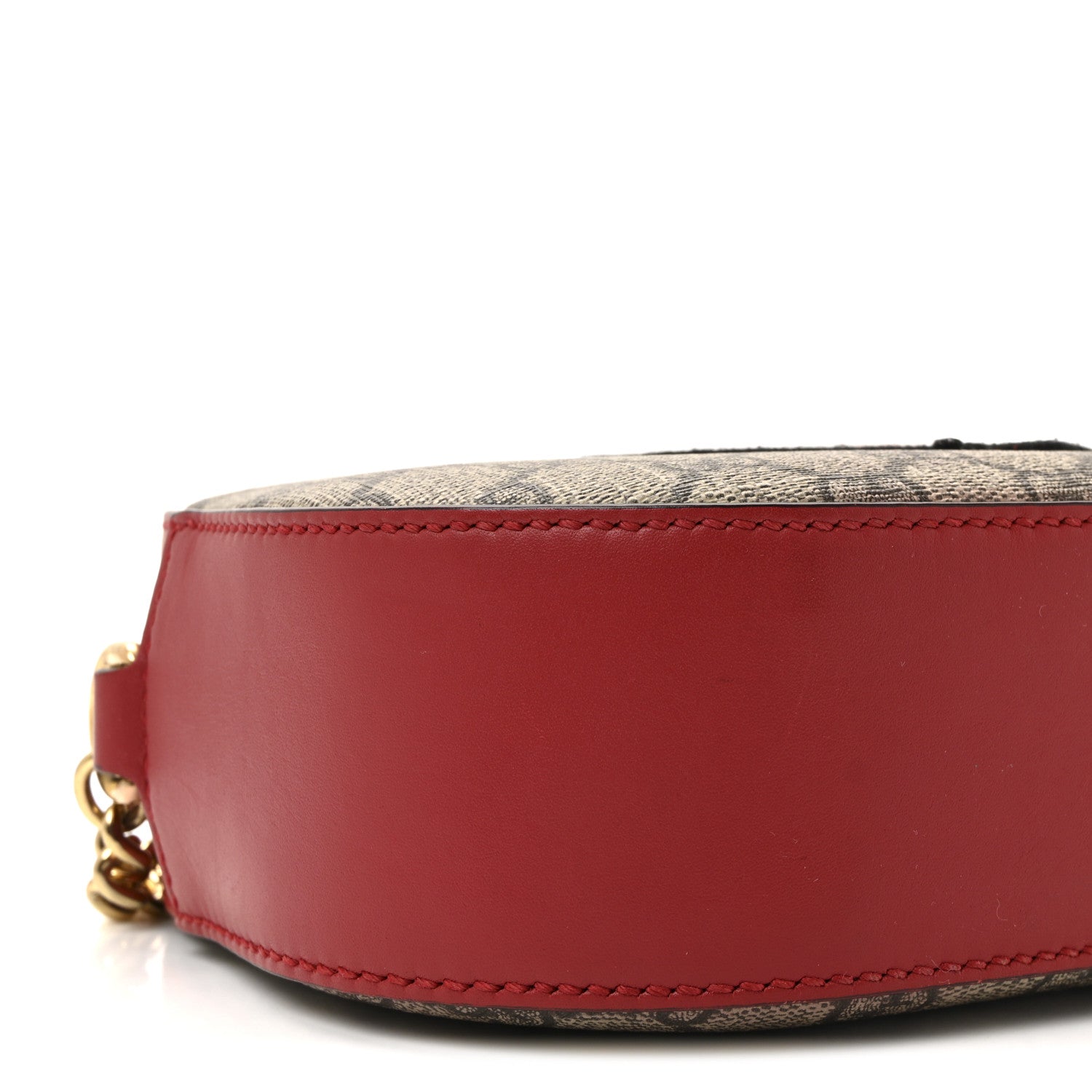 Gucci GG Supreme Monogram Kingsnake Heart Embroidered Mini Chain Shoulder Bag Beige Hibiscus Red 9 of 10