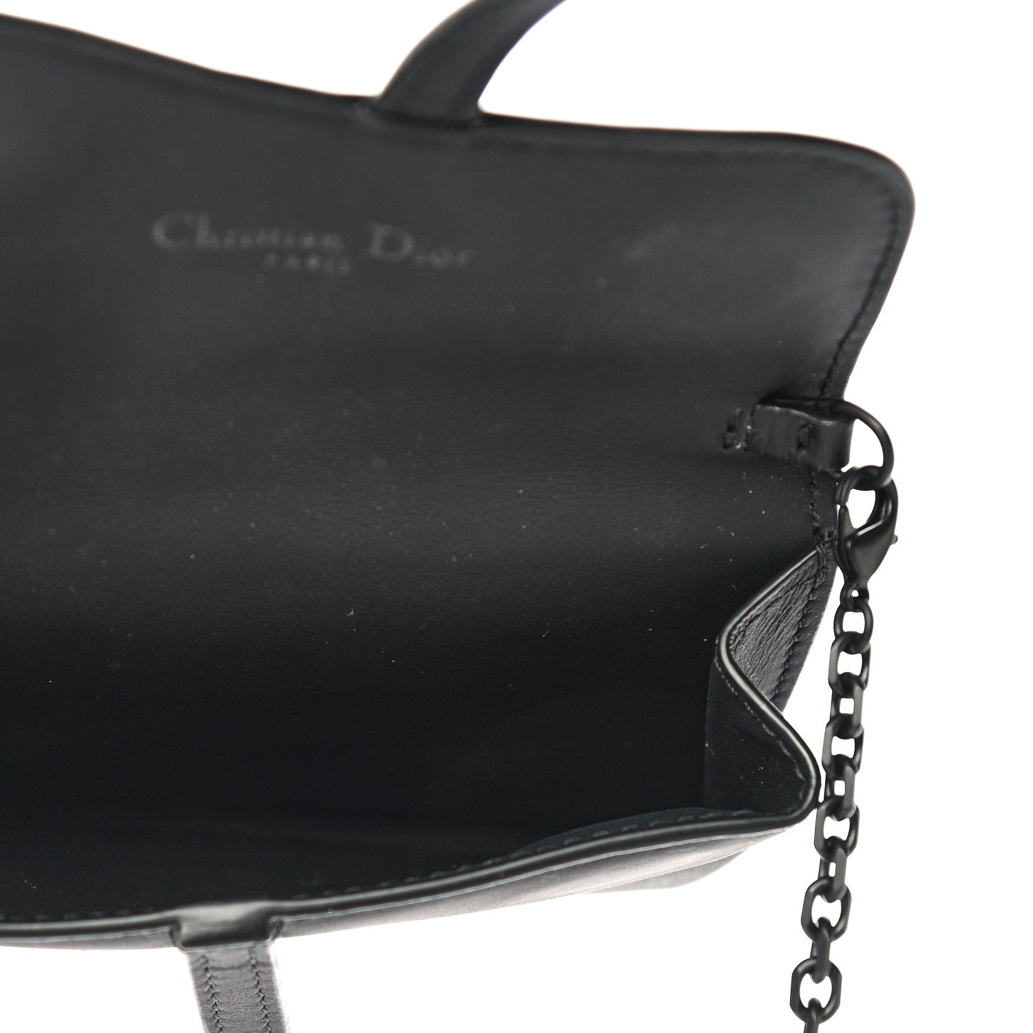 Christian Dior Ultra Matte Calfskin Nano Saddle Chain Pouch Black 5 of 10