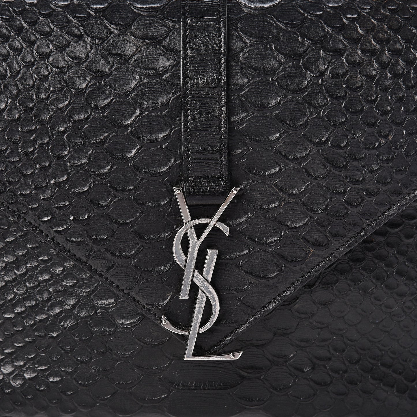 Calfskin Python Embossed Monogram Medium College Bag Black