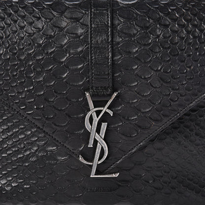 Saint Laurent Calfskin Python Embossed Monogram Medium College Bag Black 7 of 9