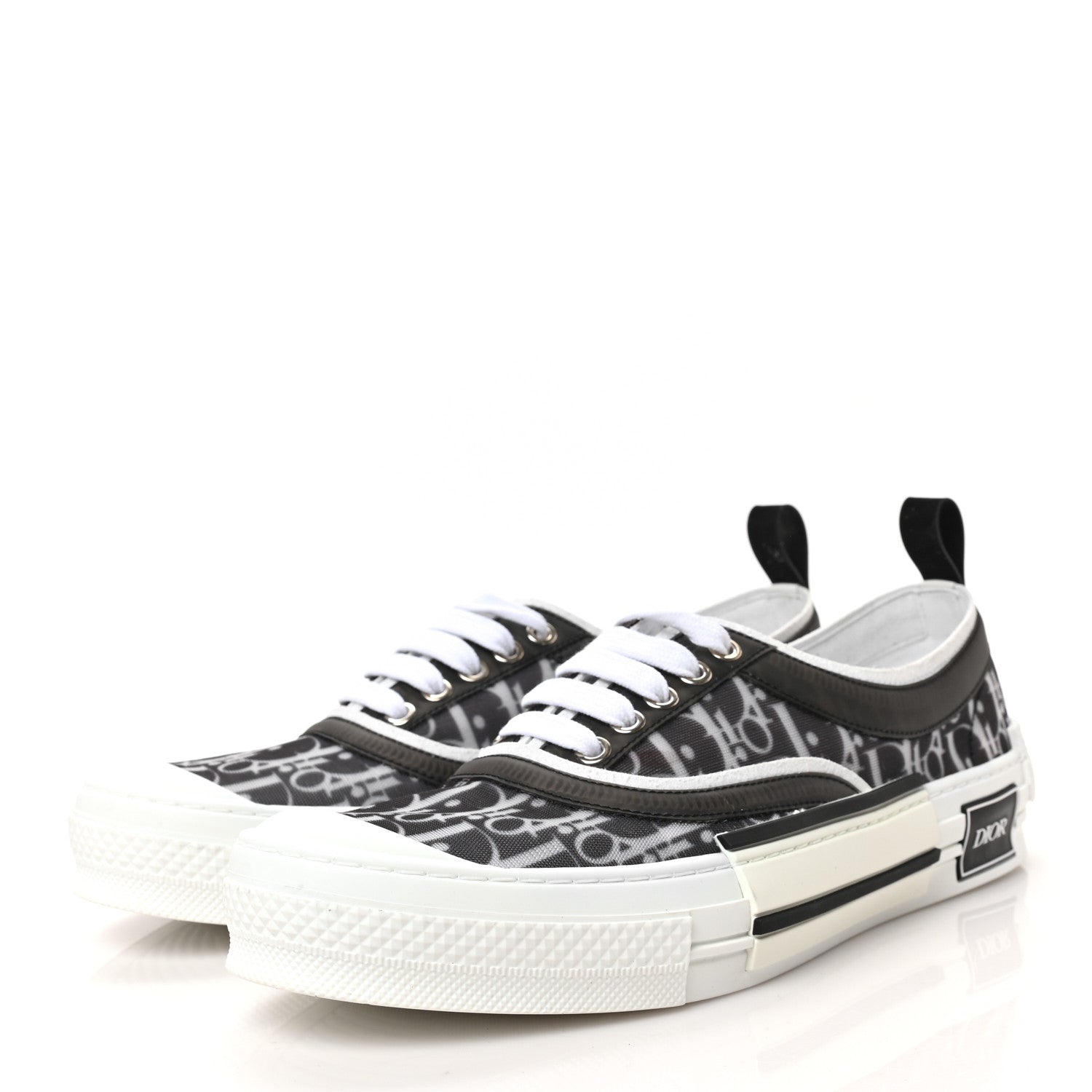 Christian Dior Technical Canvas Mesh Oblique Printed Mens B23 Low Top Sneakers 42 Black White 3 of 8