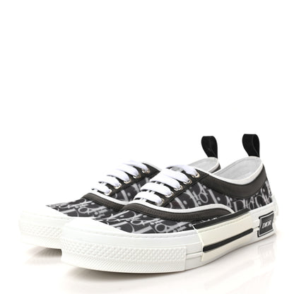 Christian Dior Technical Canvas Mesh Oblique Printed Mens B23 Low Top Sneakers 42 Black White 3 of 8