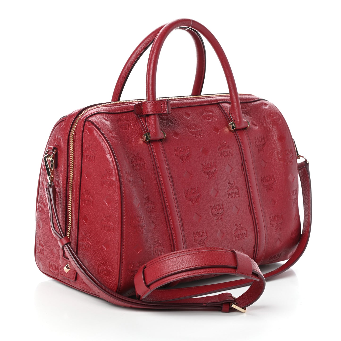 Calfskin Ottomar Monogram Boston Bag Red