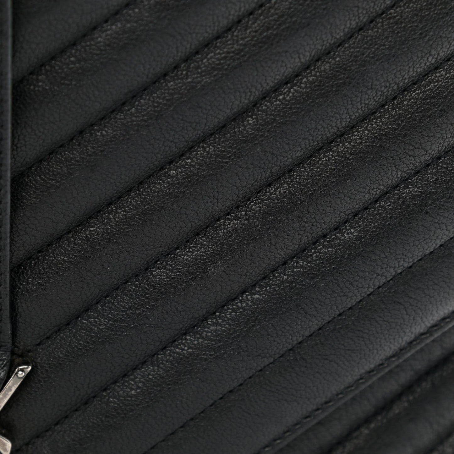 Sheepskin Matelasse Chevron Monogram Large College Satchel Black