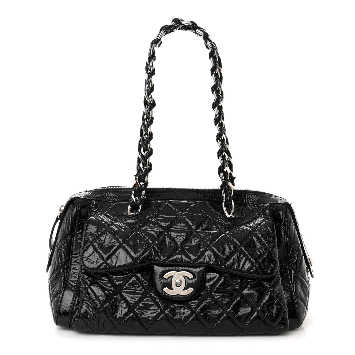 Chanel Patent Quilted Day Glo Flap Bag Black 1 of 14