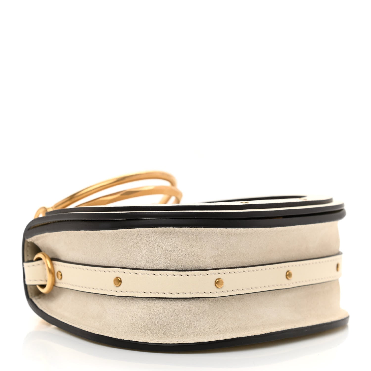 Chloe Calfskin Suede Small Nile Bracelet Bag Off White 3 of 7