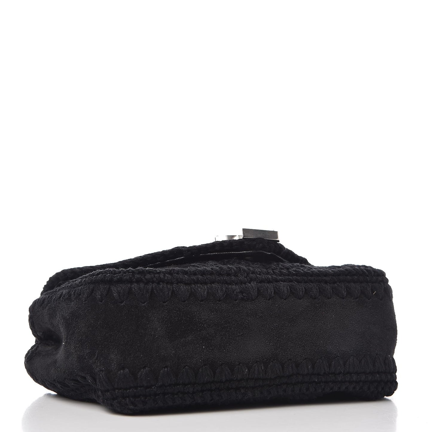 Suede Calfskin Macrame Baby Chain Bag Black
