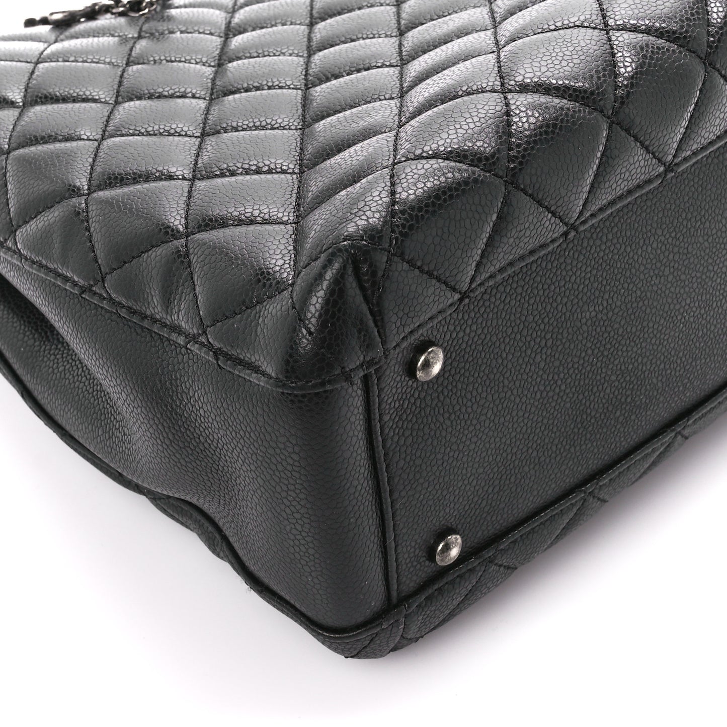 Caviar Quilted City Shopping Tote Black