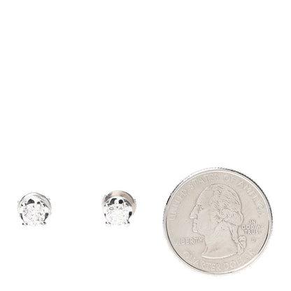 Bulgari 18K White Gold Diamond .96ct Corona Solitaire Earrings 2 of 4