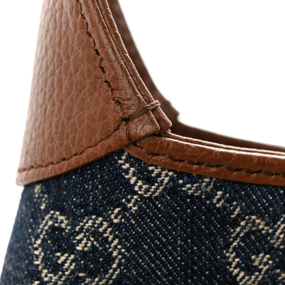 Gucci New Denim GG Monogram Calfskin Small Jackie 1961 Hobo Blue Tea Cuir 12 of 12