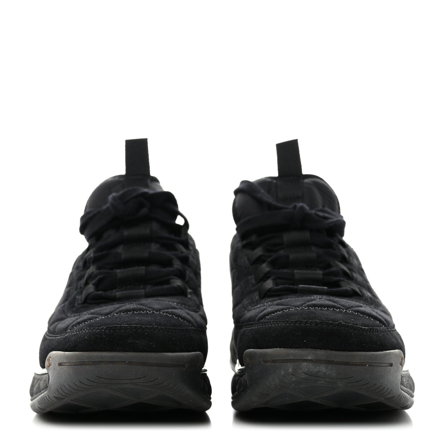 Chanel Suede Calfskin Mixed Fibers CC Sneakers 39.5 Black 2 of 8