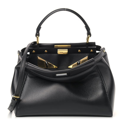 Fendi Nappa Monster Eyes Mini Peekaboo Iconic Satchel Black 1 of 12