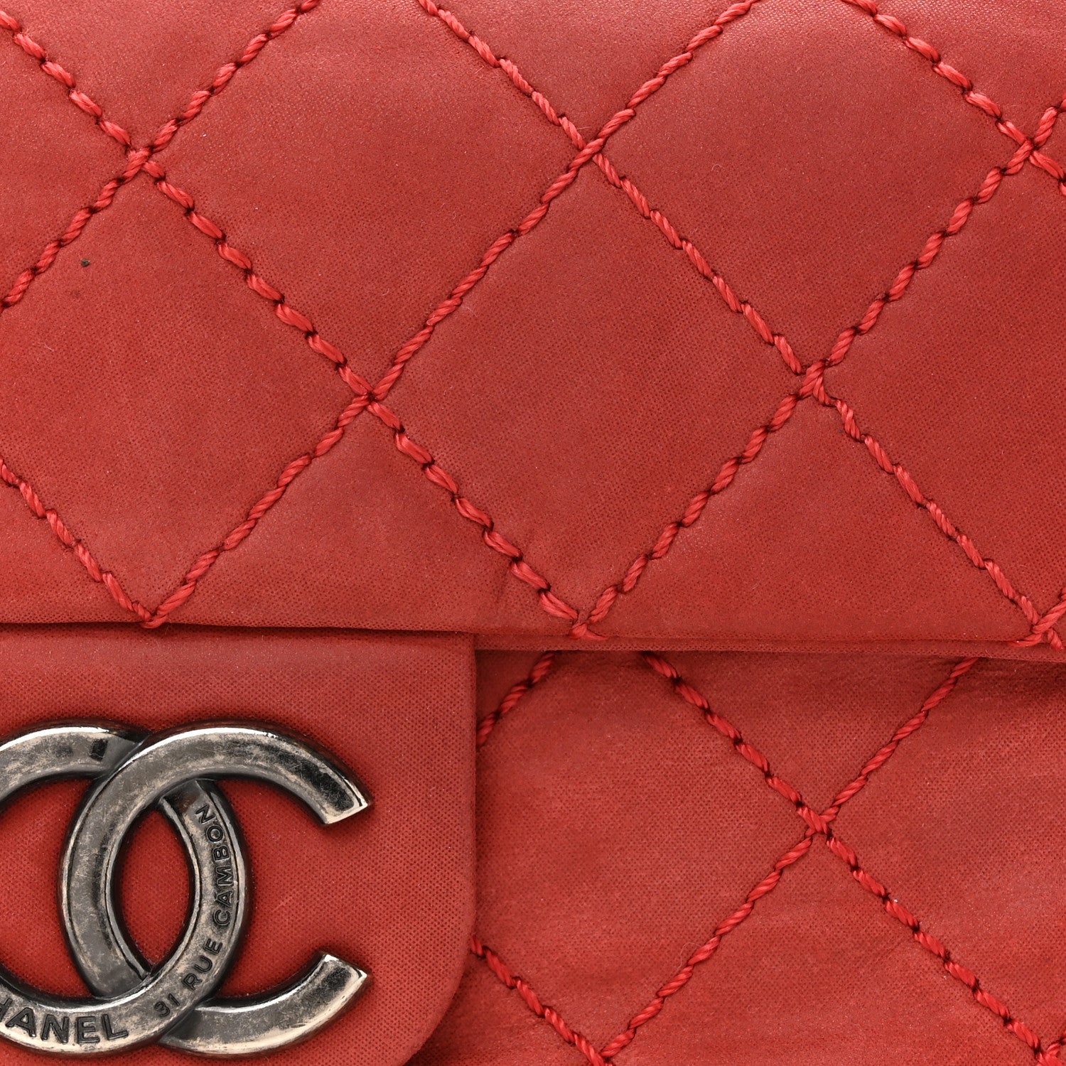 Chanel Suede Medium Coco Daily Flap Red 9 of 12