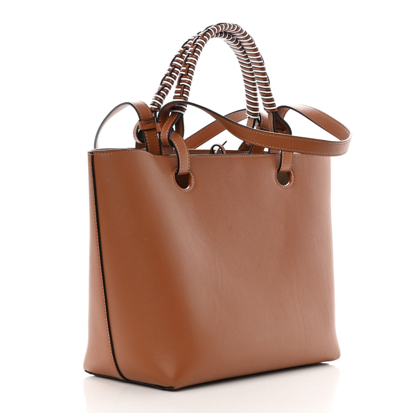 Smooth Calfskin Small Anagram Tote Tan Ecru