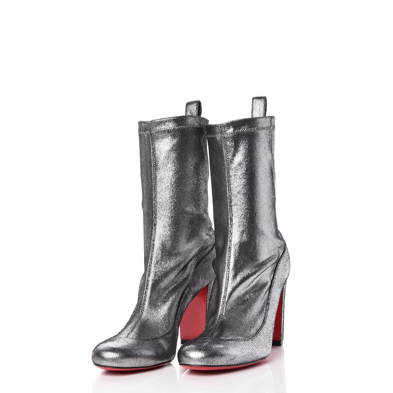 Christian Louboutin Veau Velours Stretch Gena 85 Booties 36 Silver 3 of 7