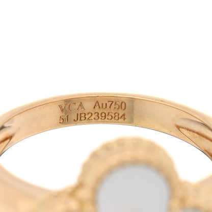 Van Cleef & Arpels 18K Yellow Gold Diamond Mother of Pearl Vintage Alhambra Ring 51 5.75 4 of 4