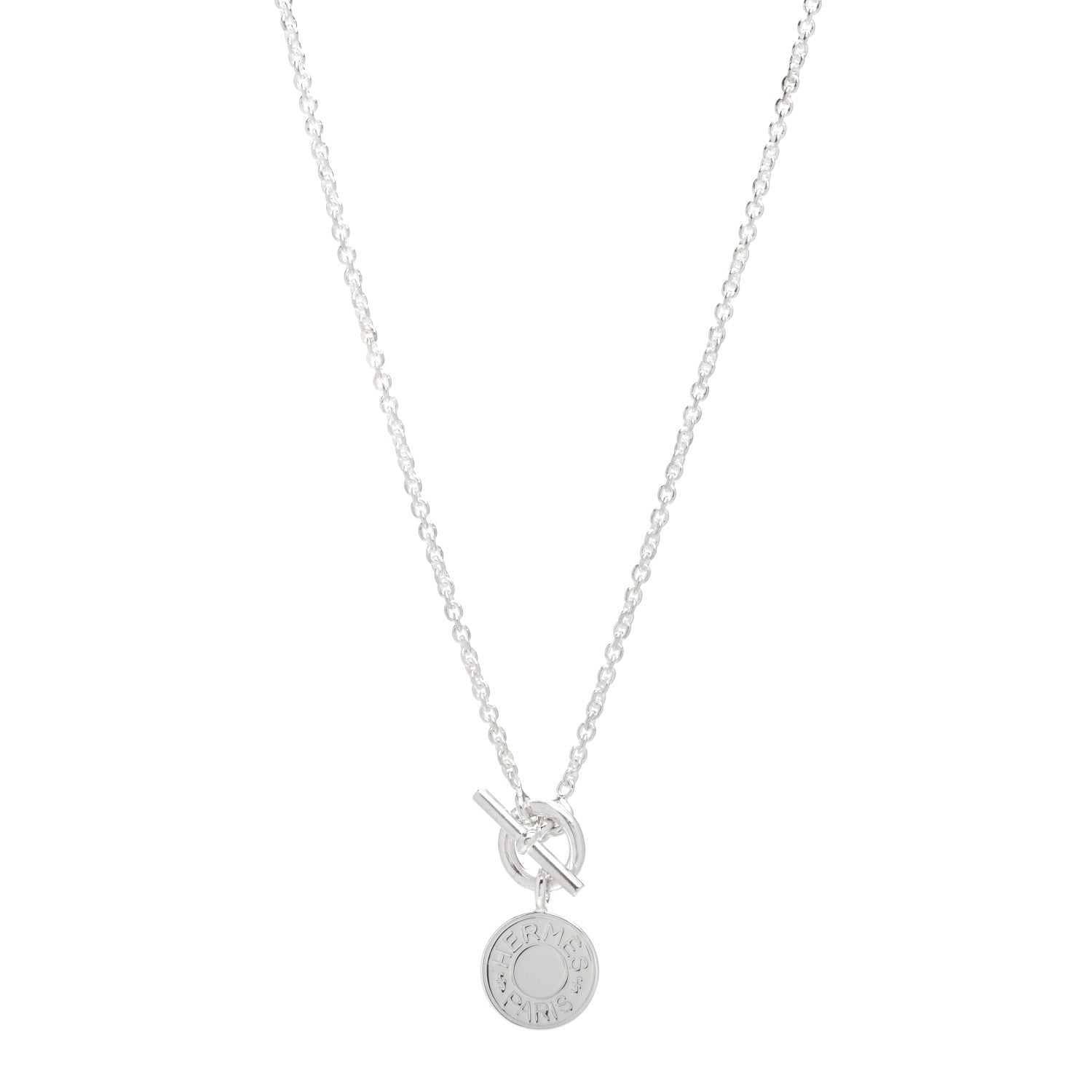 Hermes Sterling Silver Mini Clou de Selle Charm Pendant Necklace 1 of 5