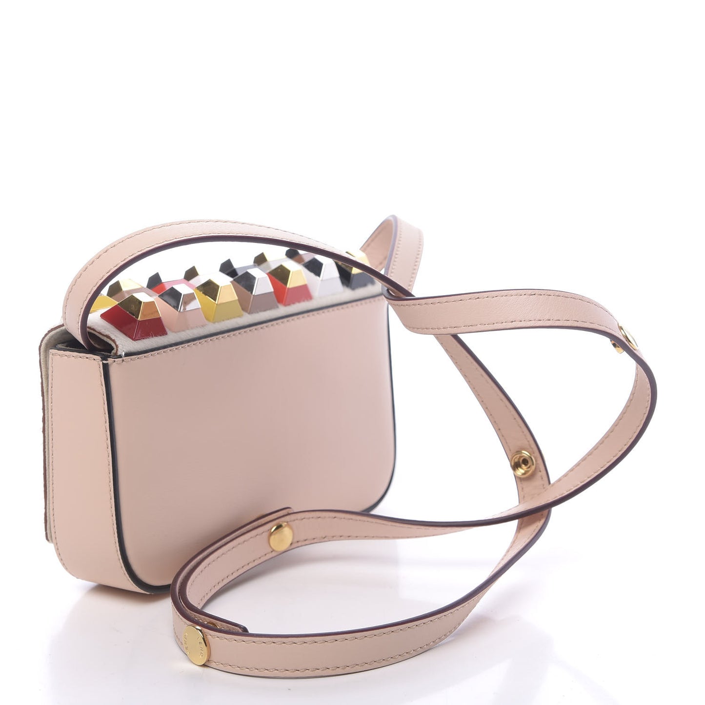 Vitello Dolce Calf Hair Studded Mini 3Baguette Shoulder Bag Light Pink