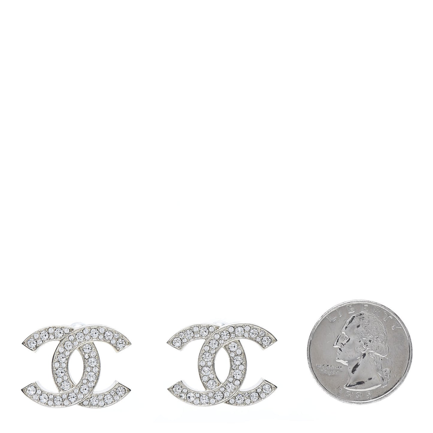 Crystal CC Large Stud Earrings Gold