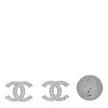 Chanel Crystal CC Large Stud Earrings Gold 2 of 5