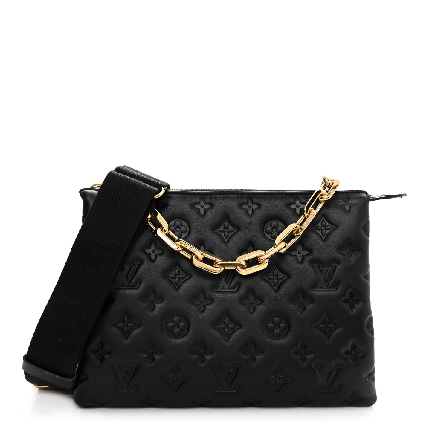 Lambskin Embossed Monogram Coussin PM Black