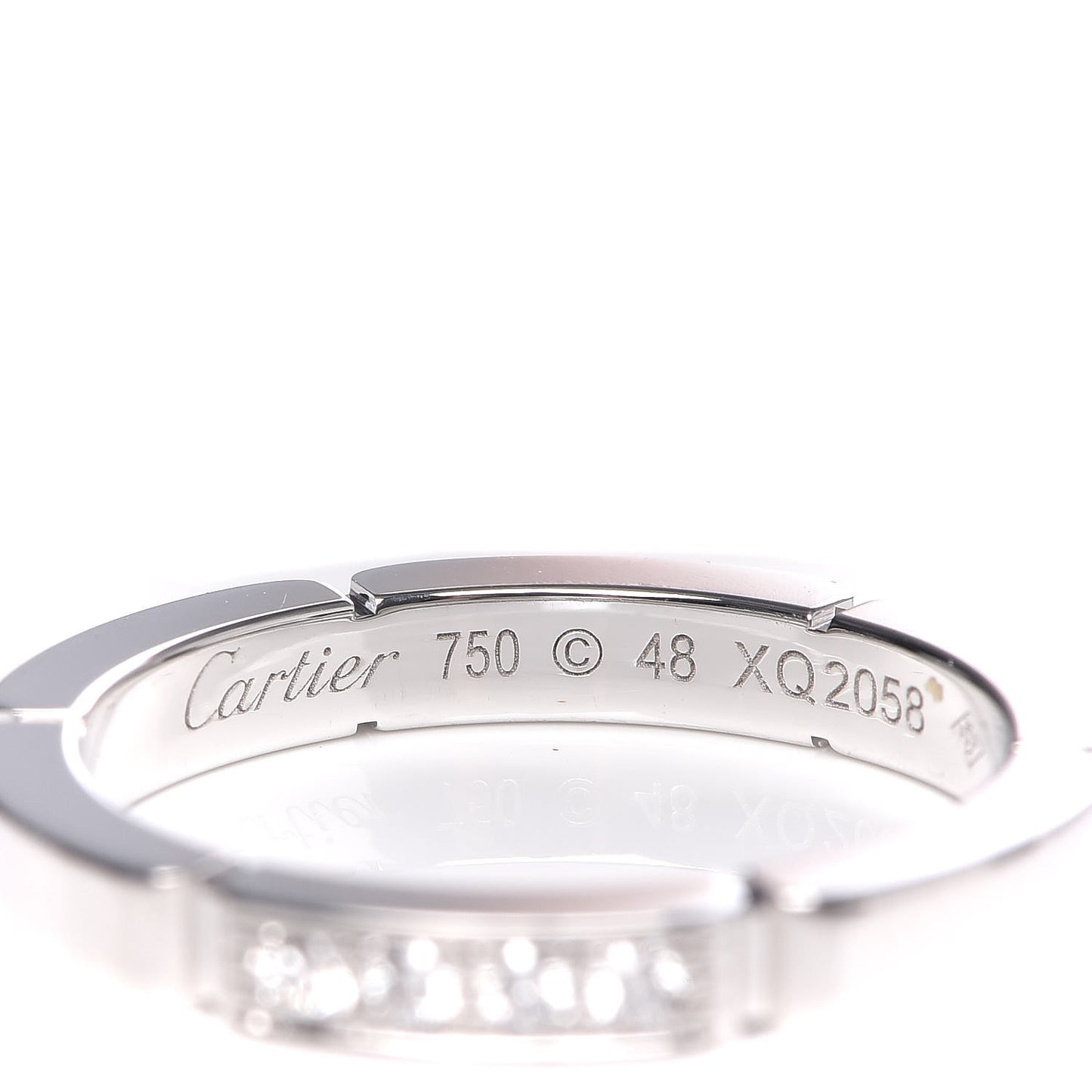 18K White Gold Diamond Maillon Panthere Wedding Band Ring 48 4.5
