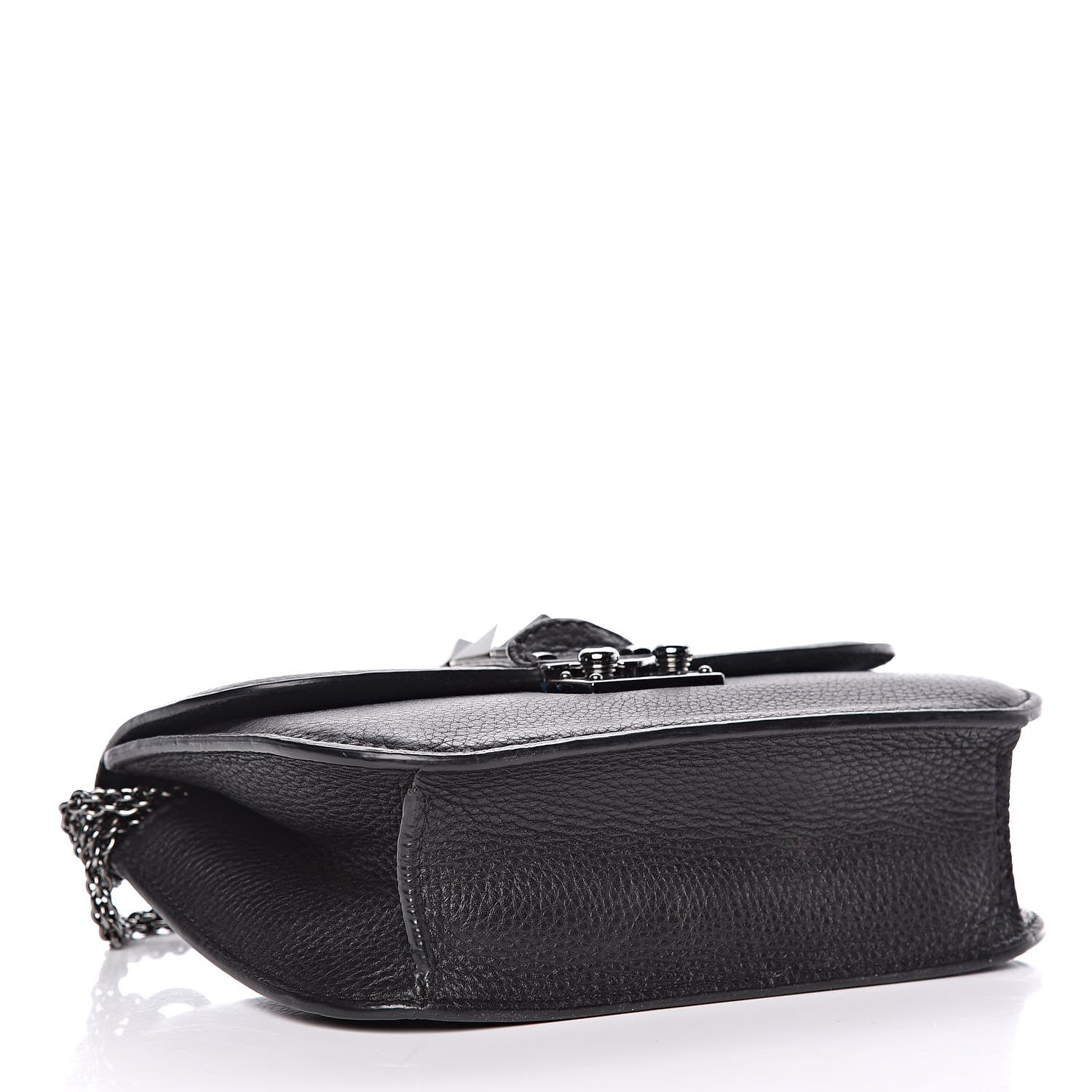 Valentino Garavani Pebbled Calfskin Small Glam Lock Rockstud Flap Black 4 of 12