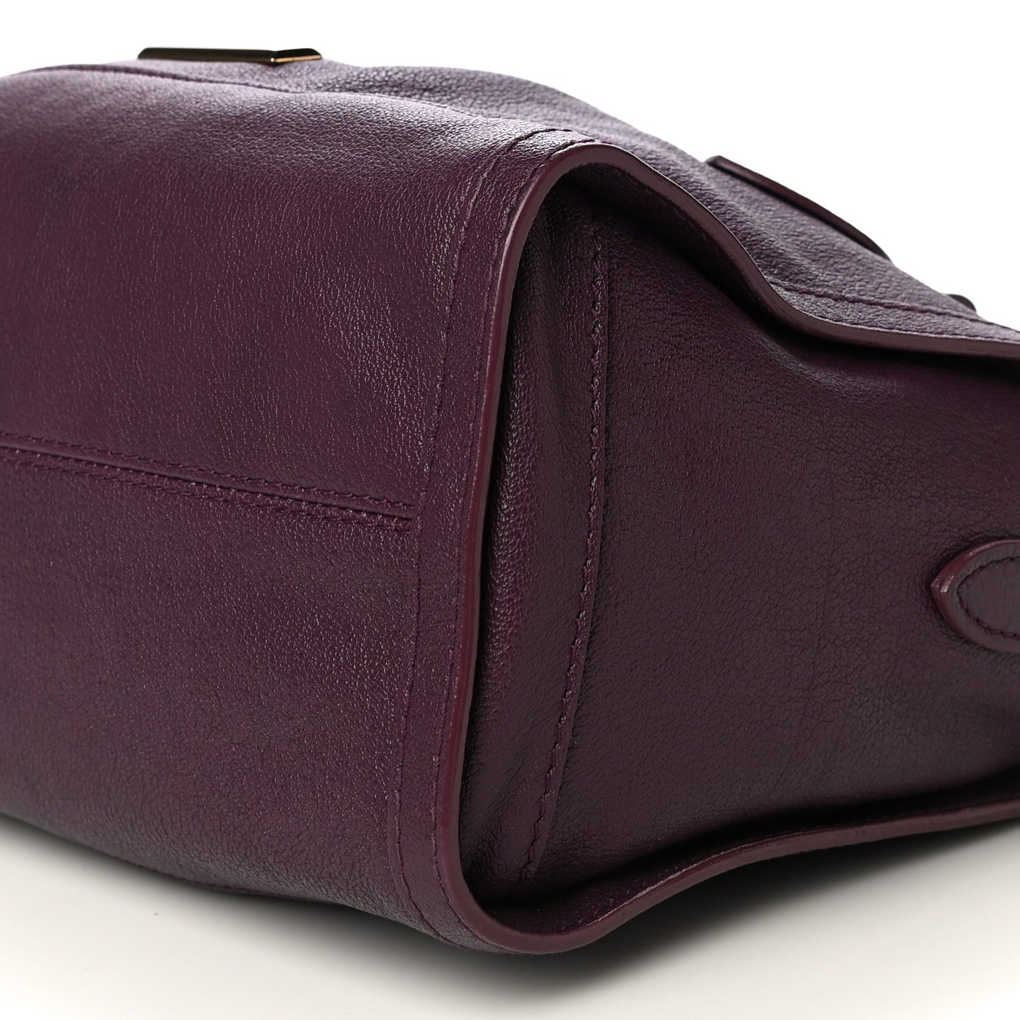 Grainy Calfskin Small Pilgrim Bowling Bag Plum