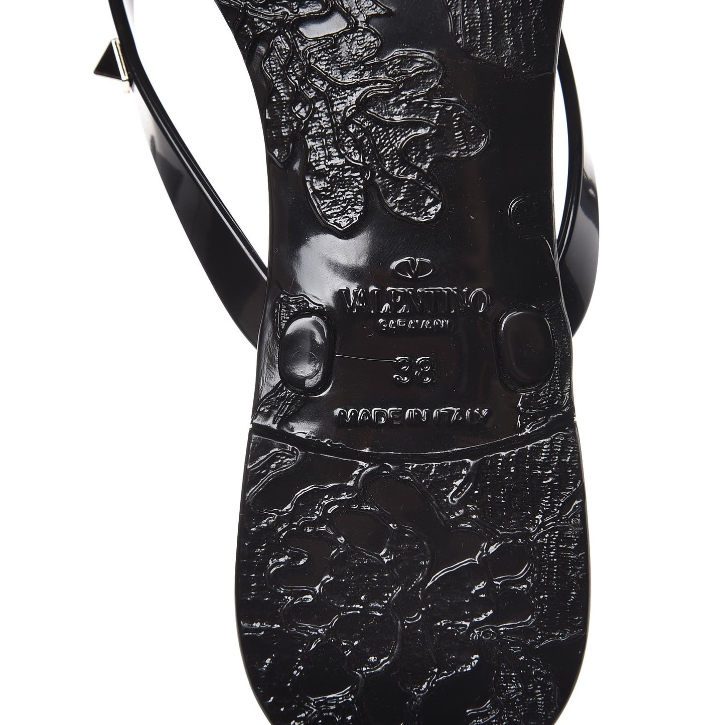 PVC Jelly Rockstud Bow Thong Sandals 38 Black