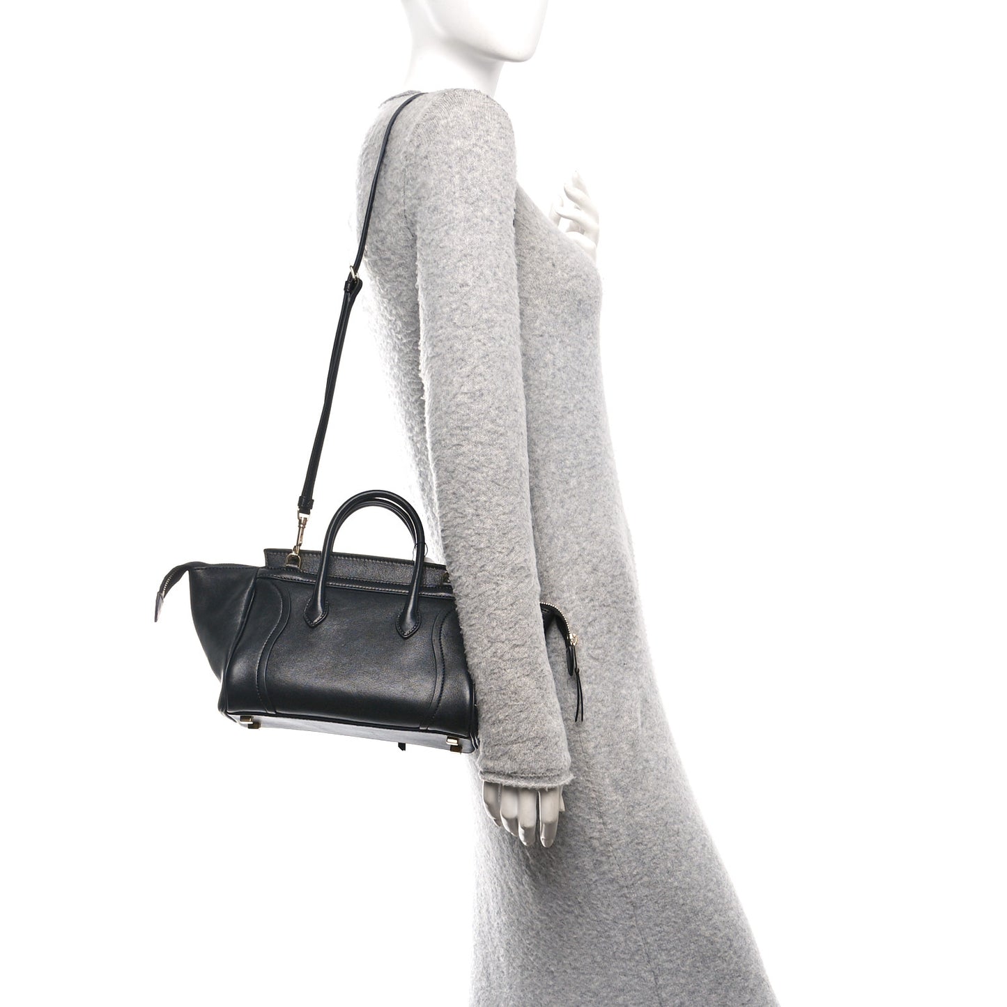Supple Shiny Lambskin Little New Luggage Black