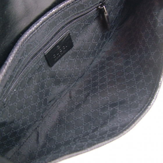 Leather Embossed Jackie O Hobo Black
