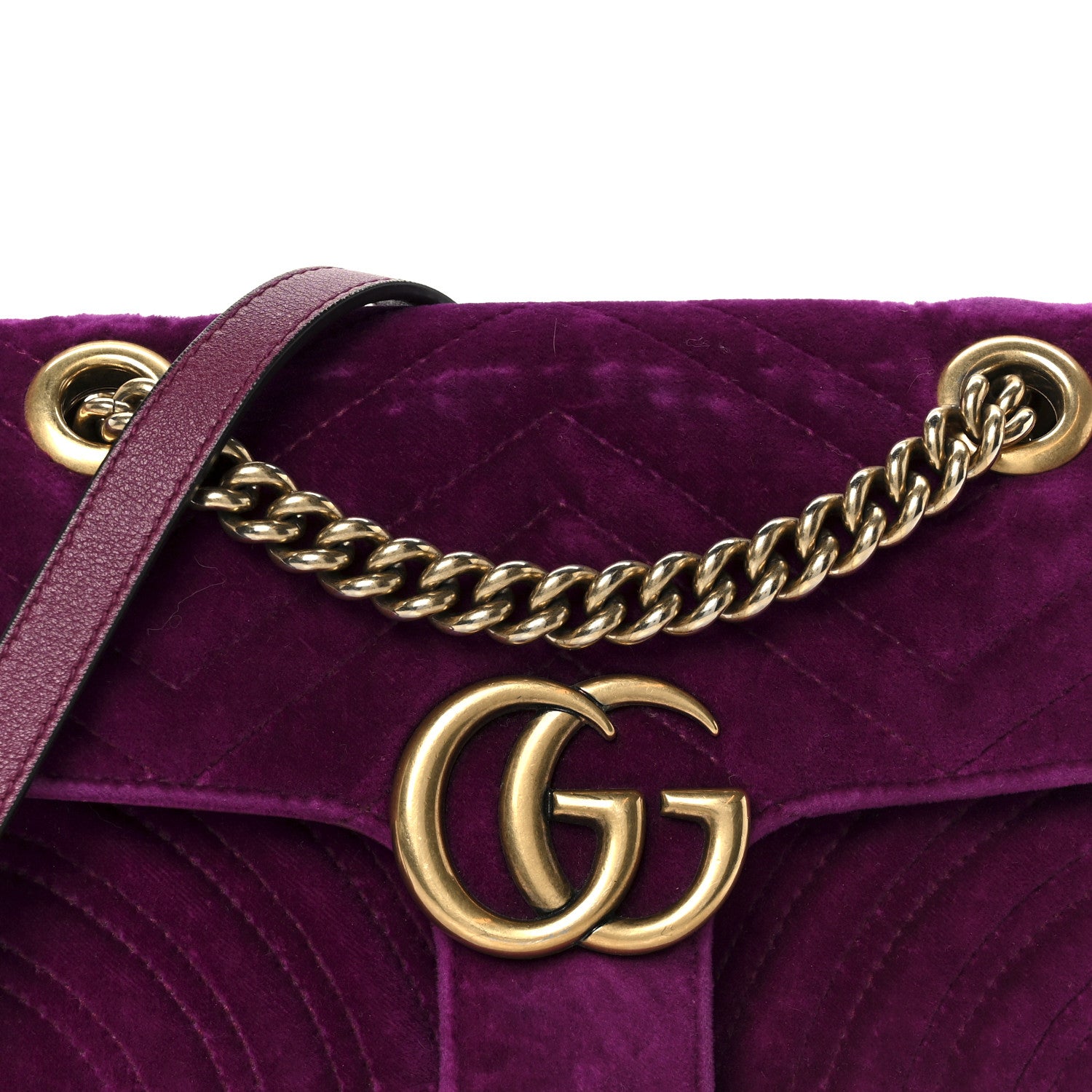Gucci Velvet Matelasse Mini GG Marmont Shoulder Bag Fuchsia Violet Cyclamen 9 of 12