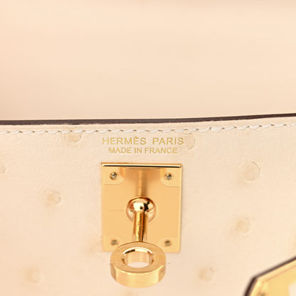 Hermes Ostrich Kelly Sellier Mini 20 Nata 6 of 12
