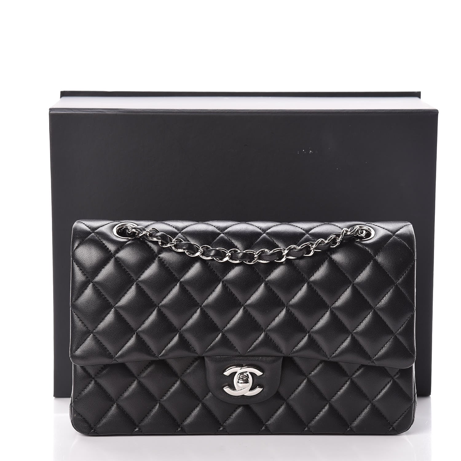 Chanel Lambskin Quilted Medium Double Flap Black 13 of 13