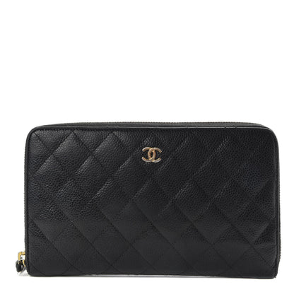 Chanel Caviar Quilted Large Zip Around Organizer Wallet Black 1 of 12
