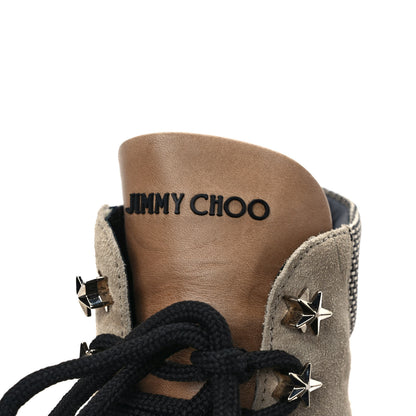 Jimmy Choo Suede Calfskin Inca Patchwork Platform Hiking Boots 39 White Sand Natural 10 of 10