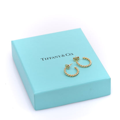 Tiffany 18K Yellow Gold Small Twist Hoop Earrings 4 of 4