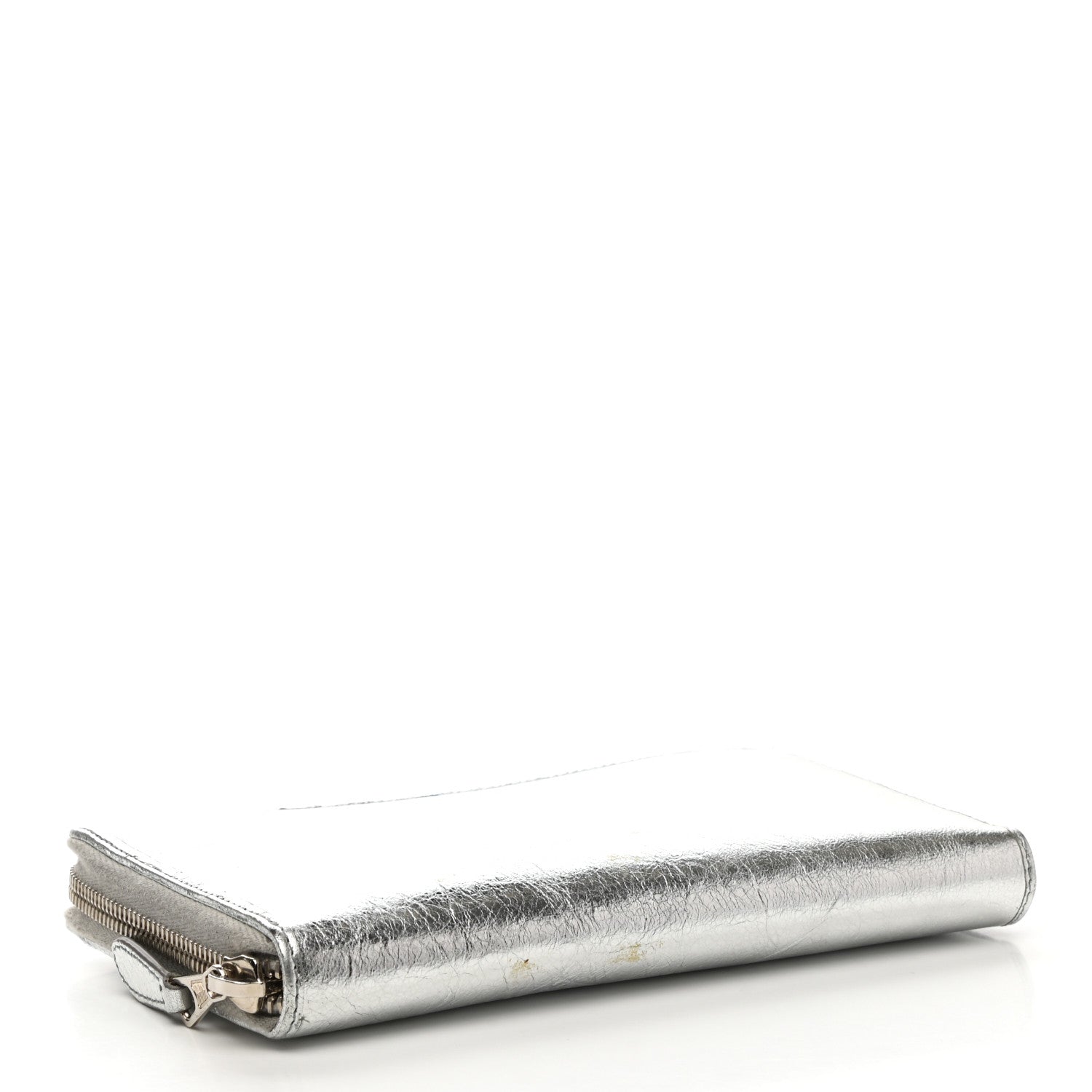 Balenciaga Metallic Calfskin Essential Continental Zip Around Wallet Silver 4 of 8