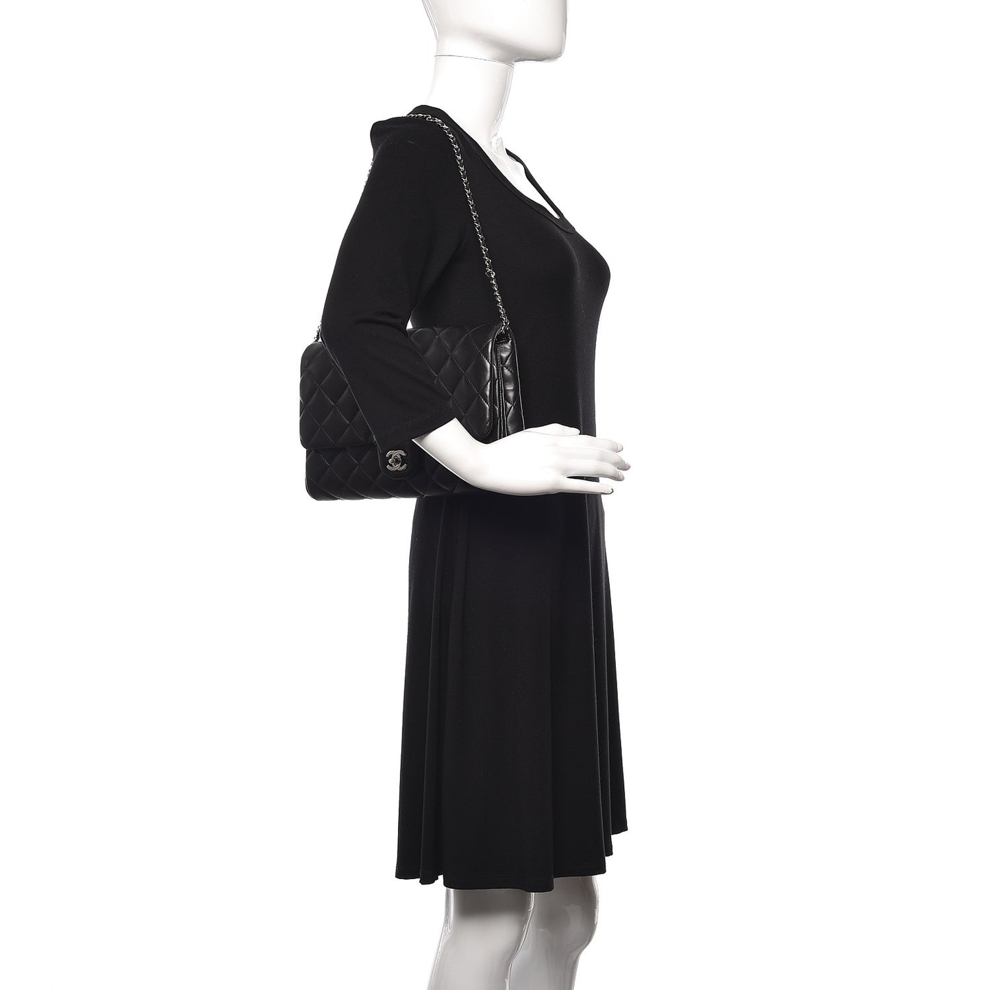 Lambskin Quilted Clutch With Chain Flap Black