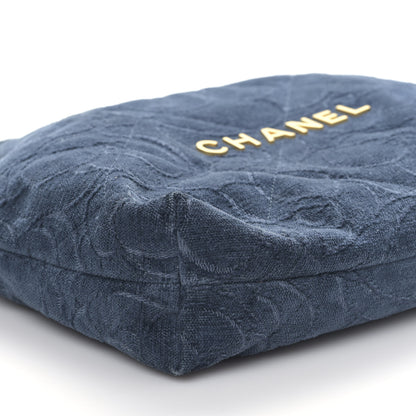 Chanel Velvet Camellia Quilted Small Chanel 22 Dark Blue 9 of 10