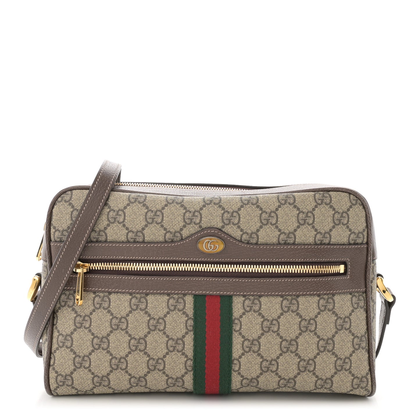 GG Supreme Monogram Web Small Ophidia Shoulder Bag Brown