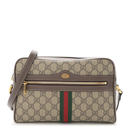 Gucci GG Supreme Monogram Web Small Ophidia Shoulder Bag Brown 1 of 12