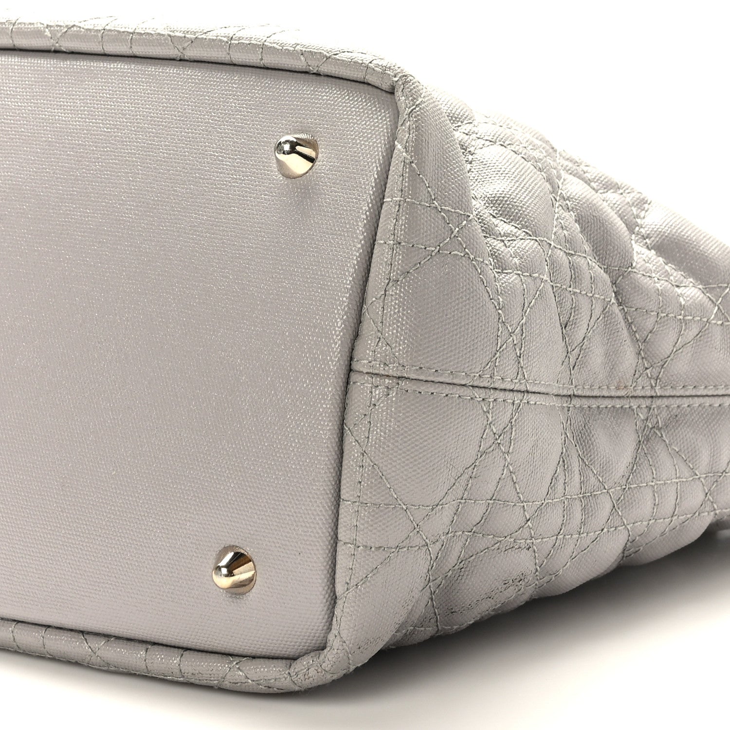 Christian Dior Coated Canvas Cannage Small Panarea Tote Grey 9 of 11